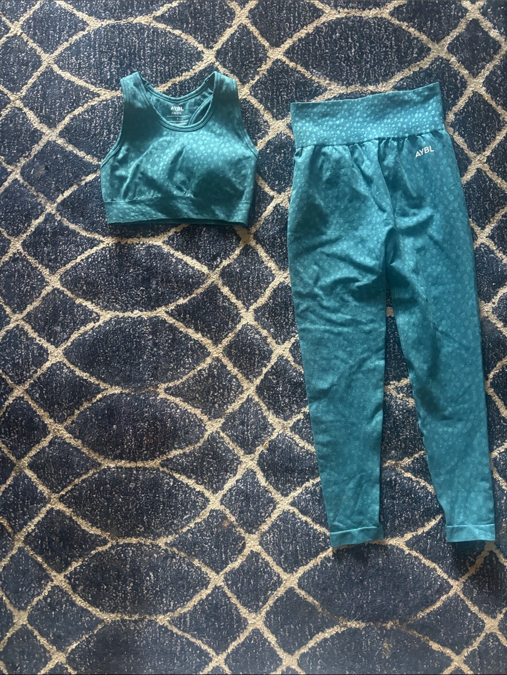 AYBL Teal Workout Set - High Neck Sports Bra & High Waist Leggings